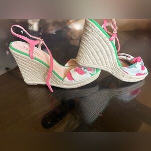 Kate Spade Pink and Green Wedge Sandals